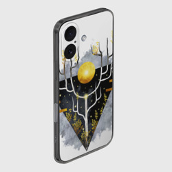 Чехол для iPhone 16 силиконовый с защитой камеры Графит и золото: дерево жизни - фото 2