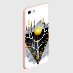 Чехол для iPhone 5/5S матовый Графит и золото: дерево жизни - фото 2