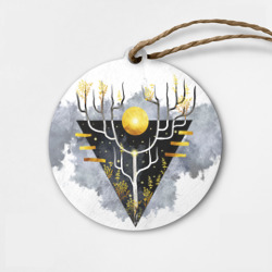 Деревянная игрушка круг Графит и золото: дерево жизни