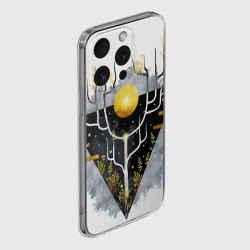 Чехол для iPhone 15 Pro Max силиконовый с защитой камеры Графит и золото: дерево жизни - фото 2