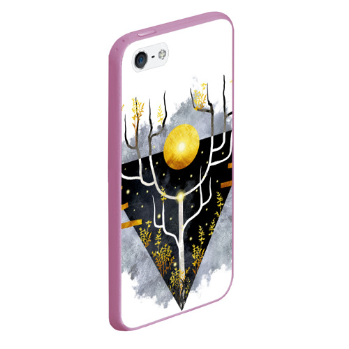 Чехол для iPhone 5/5S матовый Графит и золото: дерево жизни, цвет розовый - фото 3