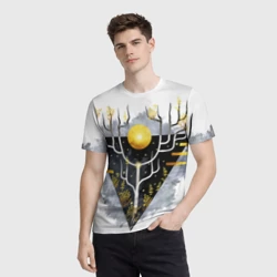 Мужская футболка 3D Графит и золото: дерево жизни - фото 2