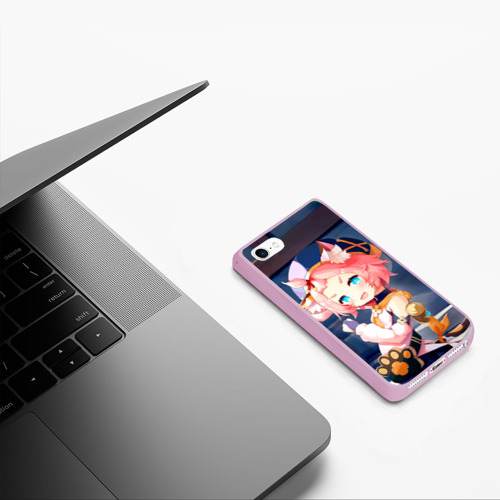 Чехол для iPhone 5/5S матовый Genshin Impact, цвет розовый - фото 5
