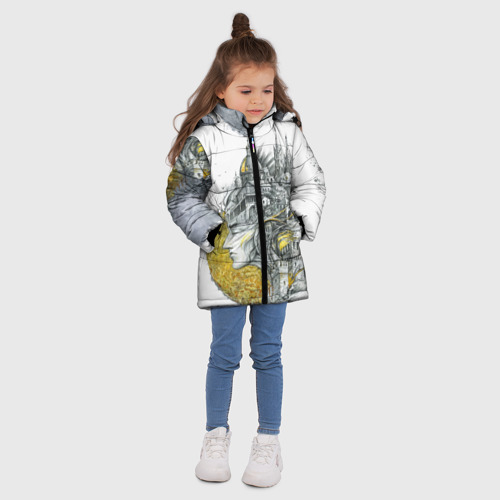 Зимняя куртка для девочек 3D Город в голове, цвет черный - фото 5