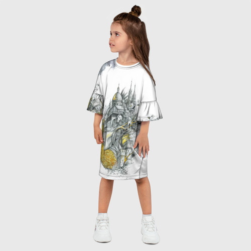 Детское платье 3D Город в голове, цвет 3D печать - фото 3