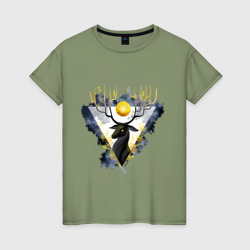 Женская футболка хлопок Чудо олень с золотым шаром