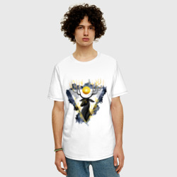 Мужская футболка хлопок Oversize Чудо олень с золотым шаром - фото 2