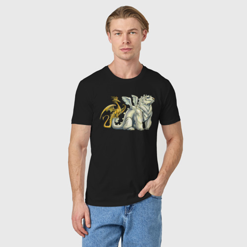 Мужская футболка хлопок Два дракона, цвет черный - фото 3