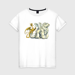 Женская футболка хлопок Два дракона