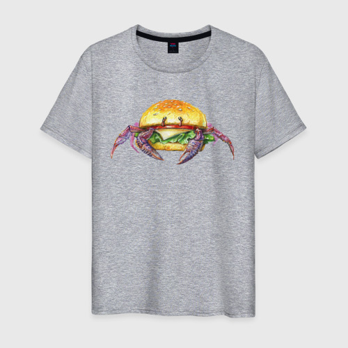 Мужская футболка хлопок Краб-бургер, цвет меланж