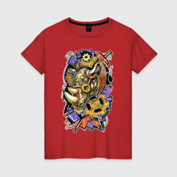 Женская футболка хлопок Носорог механический