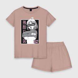 Женская пижама с шортиками хлопок Cute girl