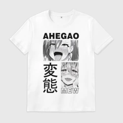 Мужская футболка хлопок Ahegao mew black