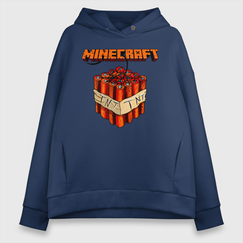 Женское худи Oversize хлопок Minecraft, цвет темно-синий