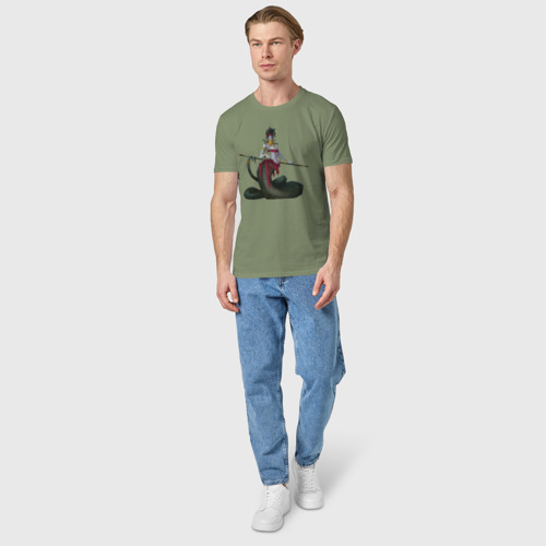Мужская футболка хлопок Змея Горгона с повязкой и копьём, цвет авокадо - фото 5