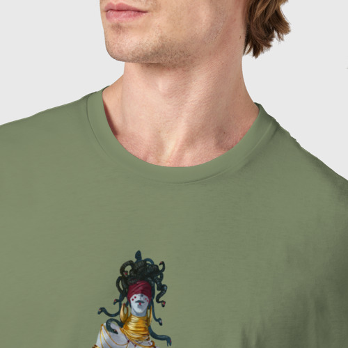 Мужская футболка хлопок Змея Горгона с повязкой и копьём, цвет авокадо - фото 6