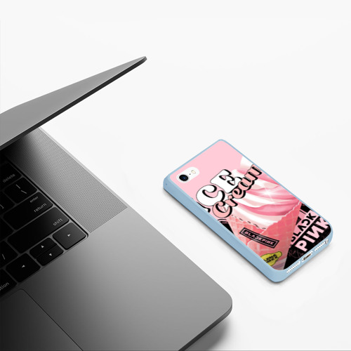 Чехол для iPhone 5/5S матовый Blackpink ice cream, цвет голубой - фото 5