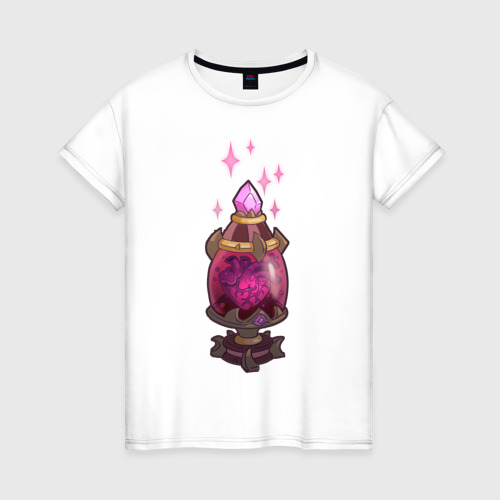 Женская футболка хлопок с принтом Грааль с сердцем внутри и алмазом снаружи, вид спереди #2
