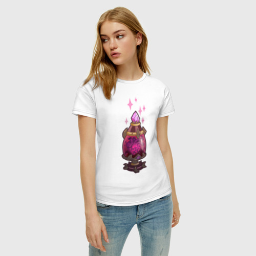 Женская футболка хлопок с принтом Грааль с сердцем внутри и алмазом снаружи, фото на моделе #1