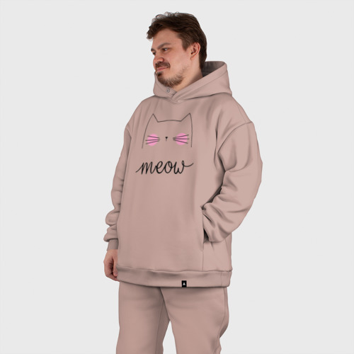 Мужской костюм oversize хлопок Meow, цвет пыльно-розовый - фото 7