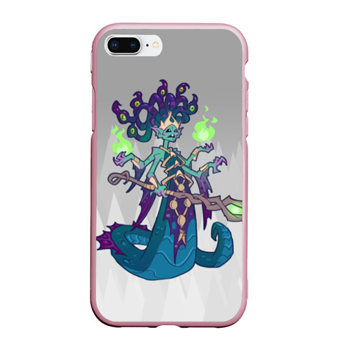 Чехол для iPhone 7Plus/8 Plus матовый Worthy Heart hunter - Горгона с змеиными волосами и посохом, цвет розовый