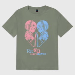 Женская футболка хлопок Oversize Re:Zero, Рам и Рем