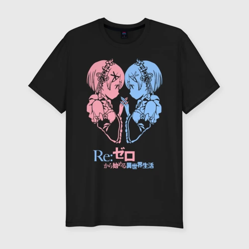 Мужская футболка хлопок Slim Re:Zero, Рам и Рем