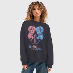 Женский свитшот oversize без начеса хлопок Re:Zero, Рам и Рем - фото 2