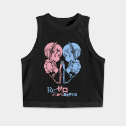 Женская укороченная майка-топ хлопок Re:Zero, Рам и Рем