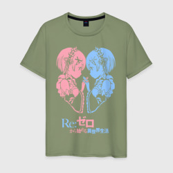 Мужская футболка хлопок Re:Zero, Рам и Рем