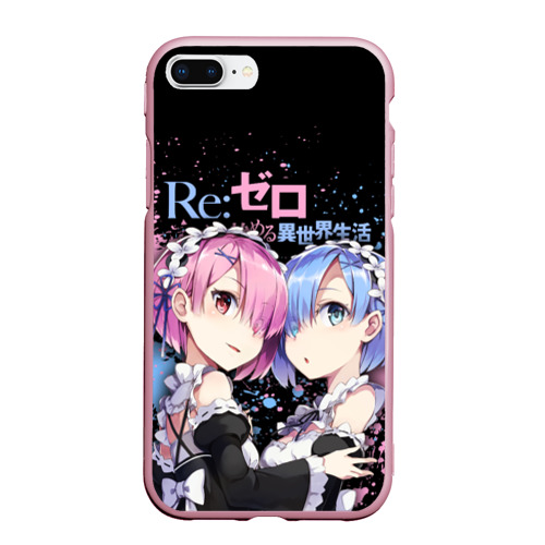 Чехол для iPhone 7Plus/8 Plus матовый Re:Zero, Рам и Рем, цвет розовый