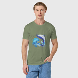 Мужская футболка хлопок Акварельный кит - фото 2