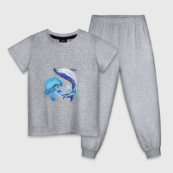 Детская пижама хлопок Акварельный кит
