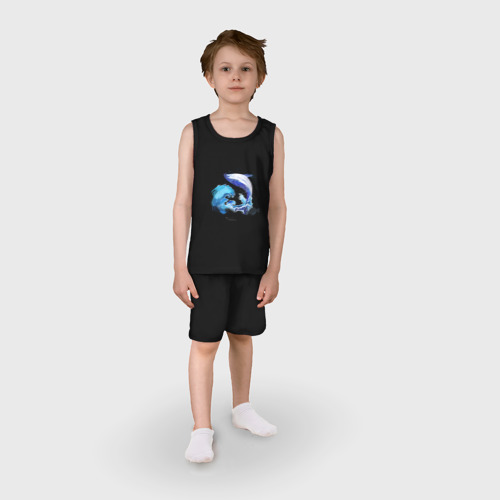 Детская пижама с шортами хлопок Акварельный кит, цвет черный - фото 3