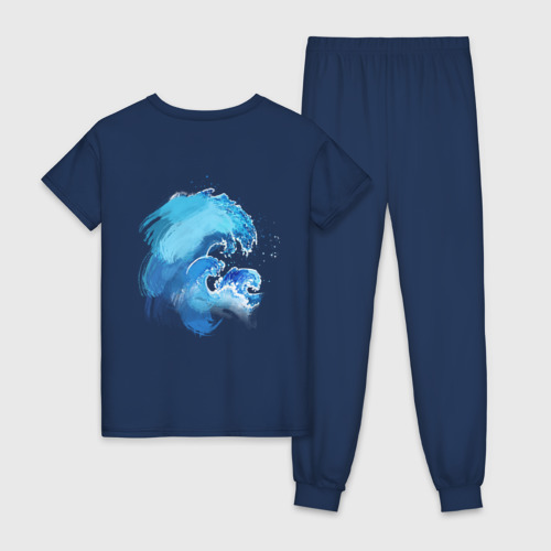 Женская пижама хлопок Акварельный кит, цвет темно-синий - фото 2