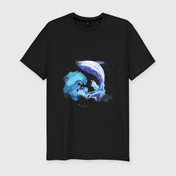 Приталенная футболка Акварельный кит (Мужская)