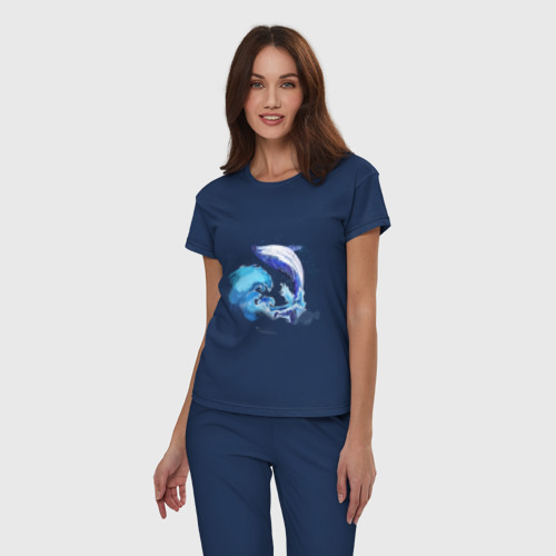 Женская пижама хлопок Акварельный кит, цвет темно-синий - фото 3