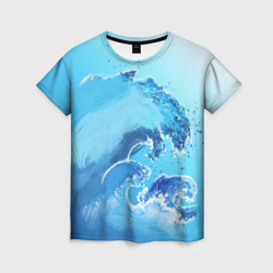 Женская футболка 3D Волна с фоном