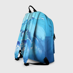 Рюкзак с принтом Волна с фоном для любого человека, вид сзади №1. Цвет основы: белый