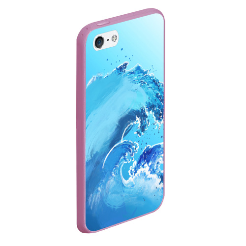 Чехол для iPhone 5/5S матовый Волна с фоном, цвет розовый - фото 3
