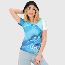 Женская футболка 3D Slim Волна с фоном - фото 2