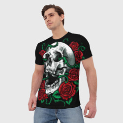 Мужская футболка 3D Череп и Розы - фото 2