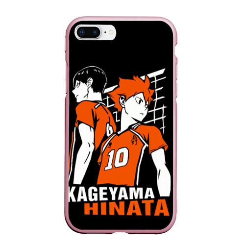 Чехол для iPhone 7Plus/8 Plus матовый Haikyuu Hinata Kageyama, цвет розовый