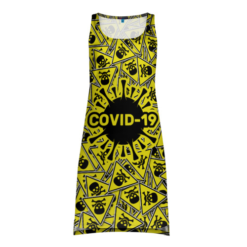 Платье-майка 3D Осторожно COVID-19, цвет 3D печать