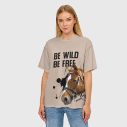 Женская футболка oversize 3D Be wild be free - фото 2