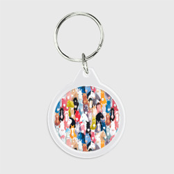 Брелок круглый Цветные лошади
