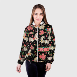Женская куртка 3D Лошади и цветы - фото 2