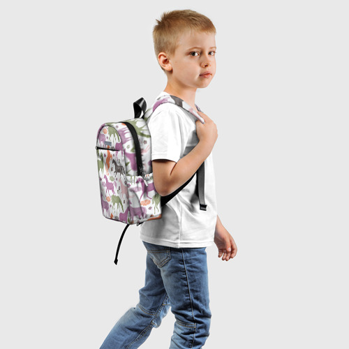 Детский рюкзак 3D с принтом Лошадки, вид сзади #1