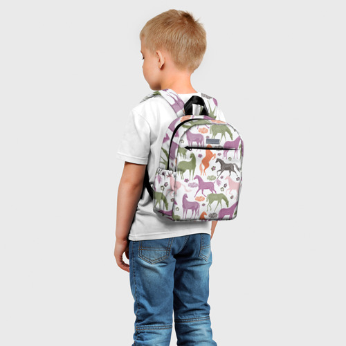 Детский рюкзак 3D с принтом Лошадки, фото на моделе #1