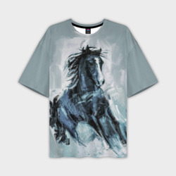 Мужская футболка oversize 3D Нарисованный конь